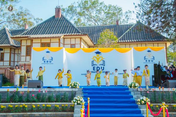 Students performing on stage at Education Fair 2025