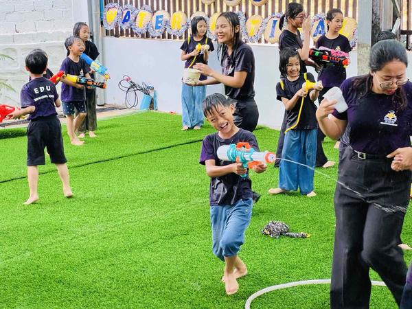 Students celebrating the Myanmar Water Festival, photo 4